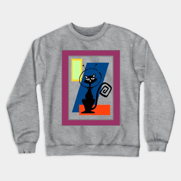 Retro Cat Crewneck Sweatshirt by BubbaWorldComix